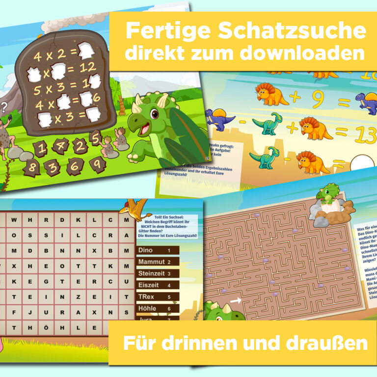 Dinosaurier Schnitzeljagd - Schatzsuche Kindergeburtstag